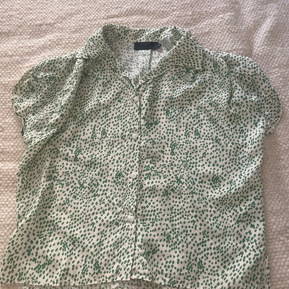 No. 6 Green Patterned Women's Silk Blouse